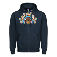 Navy Easter Bunny with carrot rainbow Easter Day Zipper Hoodie - HowdyJamesFarm