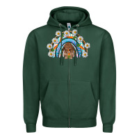 Sports Green Easter Bunny with carrot rainbow Easter Day Zipper Hoodie - HowdyJamesFarm