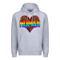 Heather Grey lgbt pride human Premium Hoodie - OliviaCreatesArt