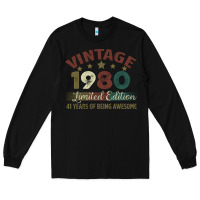 Black Vintage 1980 Limited Edition 41 Years Of Being Awesome Long Sleeve Tee - Bettercallsaul
