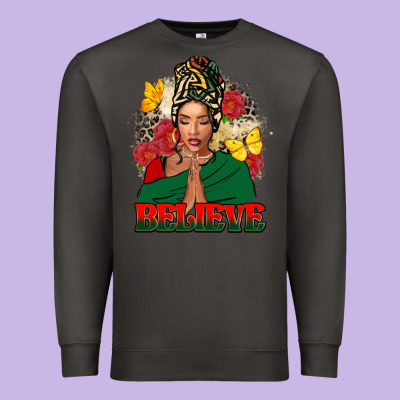 Believe Black Woman Premium Sweatshirt Designed By Fadigitalartstudio