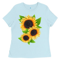 Baby Blue treetops sunflower Ladies Tee - LillyAllenDesigns
