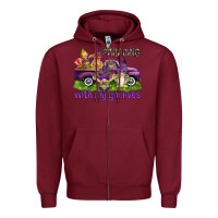 Burgundy Parading with my gnomies Zipper Hoodie - HowdyJamesFarm