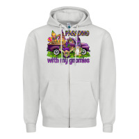 Dove Grey Parading with my gnomies Zipper Hoodie - HowdyJamesFarm