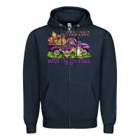Navy Parading with my gnomies Zipper Hoodie - HowdyJamesFarm