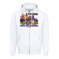White Parading with my gnomies Zipper Hoodie - HowdyJamesFarm