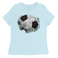 Baby Blue cowhide soccer patch Ladies Tee - Jasminsmagicworld