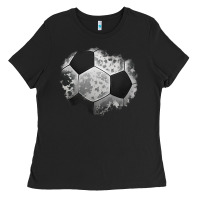 Black cowhide soccer patch Ladies Tee - Jasminsmagicworld