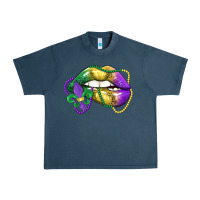 Midnight Navy mardi gras lips Urban Heavy Tee - LillyAllenDesigns
