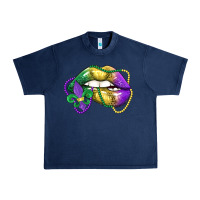 Navy mardi gras lips Urban Heavy Tee - LillyAllenDesigns