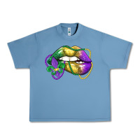 Pebble Blue mardi gras lips Urban Heavy Tee - LillyAllenDesigns