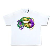 White mardi gras lips Urban Heavy Tee - LillyAllenDesigns