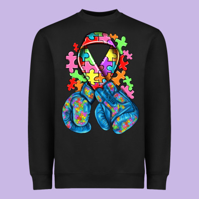 Autism Awareness With Boxing Gloves Heavyweight Sweatshirt Designed By Nancycooperartshop
