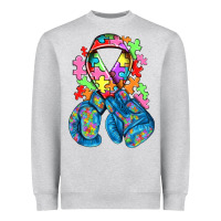 Heather Grey autism awareness with boxing gloves Heavyweight Sweatshirt - NancyCooperArtShop