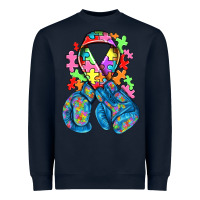 Navy autism awareness with boxing gloves Heavyweight Sweatshirt - NancyCooperArtShop