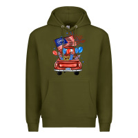 Army Green farm truck,america flag Premium Hoodie - JahusDesignShop