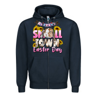 Navy Small town Easter Day Zipper Hoodie - CowGirlArtShop