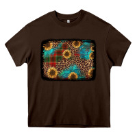 Chocolate Brown christmas sunflowers and buffalo plaid background Heavy Core Tee - Jasminsmagicworld