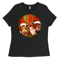Black Christmas Cow, Ladies Tee - Jasminsmagicworld