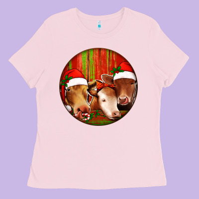 Christmas Cow, Ladies Tee Designed By Jasminsmagicworld