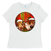 White Christmas Cow, Ladies Tee - Jasminsmagicworld