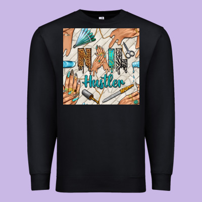 Hail Hustler And Nail Art Hands With Glitter Polish Seamless Pattern B Premium Sweatshirt Designed By Bundleandbundleshop