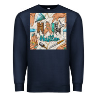 Navy hail hustler and nail art hands with glitter polish seamless pattern b Premium Sweatshirt - BundleAndBundleShop