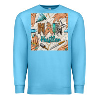 Ocean Blue hail hustler and nail art hands with glitter polish seamless pattern b Premium Sweatshirt - BundleAndBundleShop