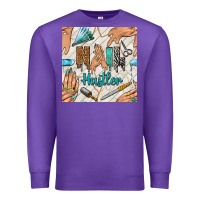 Purple hail hustler and nail art hands with glitter polish seamless pattern b Premium Sweatshirt - BundleAndBundleShop