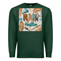 Sports Green hail hustler and nail art hands with glitter polish seamless pattern b Premium Sweatshirt - BundleAndBundleShop