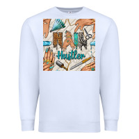 White hail hustler and nail art hands with glitter polish seamless pattern b Premium Sweatshirt - BundleAndBundleShop