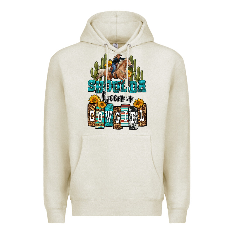 Shoulda Been A Cowgirl Premium Hoodie by OliviaCreatesArt | Teevron