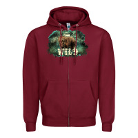 Burgundy Stay wild night Grizzly Bear Zipper Hoodie - HowdyJamesFarm