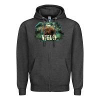 Charcoal Heather Stay wild night Grizzly Bear Zipper Hoodie - HowdyJamesFarm