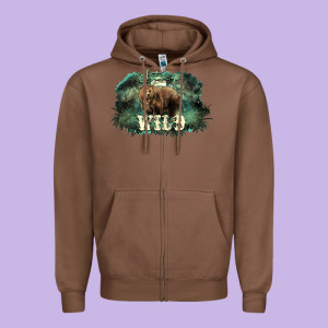 Stay Wild Night Grizzly Bear Zipper Hoodie Designed By Howdyjamesfarm