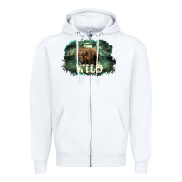 White Stay wild night Grizzly Bear Zipper Hoodie - HowdyJamesFarm