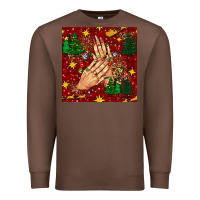 Chestnut christmas nails and trees with leopard and plaid seamless pattern bbs Premium Sweatshirt - BundleAndBundleShop