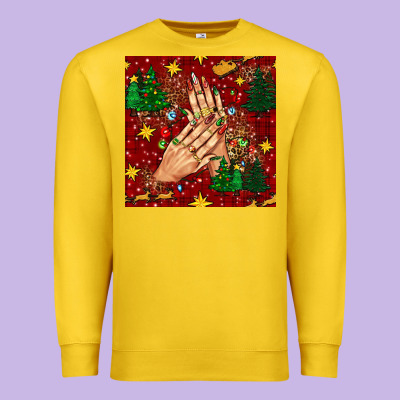 Christmas Nails And Trees With Leopard And Plaid Seamless Pattern Bbs Premium Sweatshirt Designed By Bundleandbundleshop