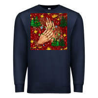 Navy christmas nails and trees with leopard and plaid seamless pattern bbs Premium Sweatshirt - BundleAndBundleShop
