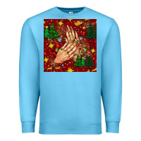 Ocean Blue christmas nails and trees with leopard and plaid seamless pattern bbs Premium Sweatshirt - BundleAndBundleShop