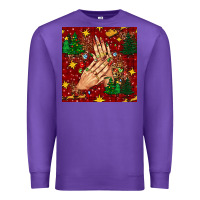 Purple christmas nails and trees with leopard and plaid seamless pattern bbs Premium Sweatshirt - BundleAndBundleShop