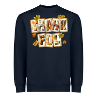 Navy Thankful with Plate Heavyweight Sweatshirt - texasbilliewilder