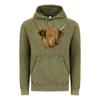 Vintage Olive highland cow Vintage Hoodie - RanaPortraitStore