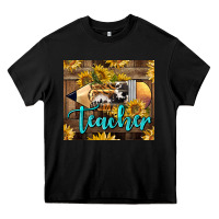Black Western Teacher Pencil With Sunflowers Heavy Core Tee - LillyAllenDesigns