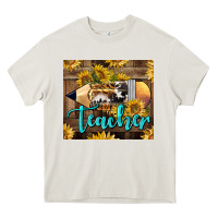 Cream Western Teacher Pencil With Sunflowers Heavy Core Tee - LillyAllenDesigns