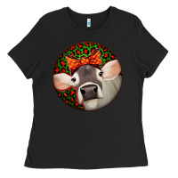 Black Christmas Cow, Ladies Tee - Jasminsmagicworld