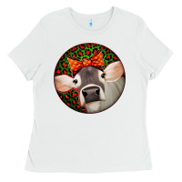 White Christmas Cow, Ladies Tee - Jasminsmagicworld