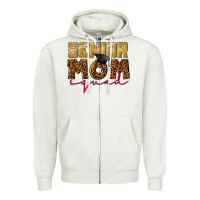 Oatmeal Heather Senior mom squad Zipper Hoodie - CowGirlArtShop