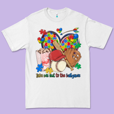 Take Me Out To The Ballgame  Autism Baseball Premium Tee Designed By Maliassmallbusiness