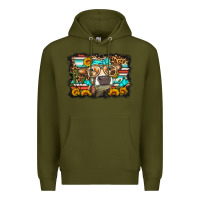 Army Green sunflower cow olivia Premium Hoodie - OliviaCreatesArt
